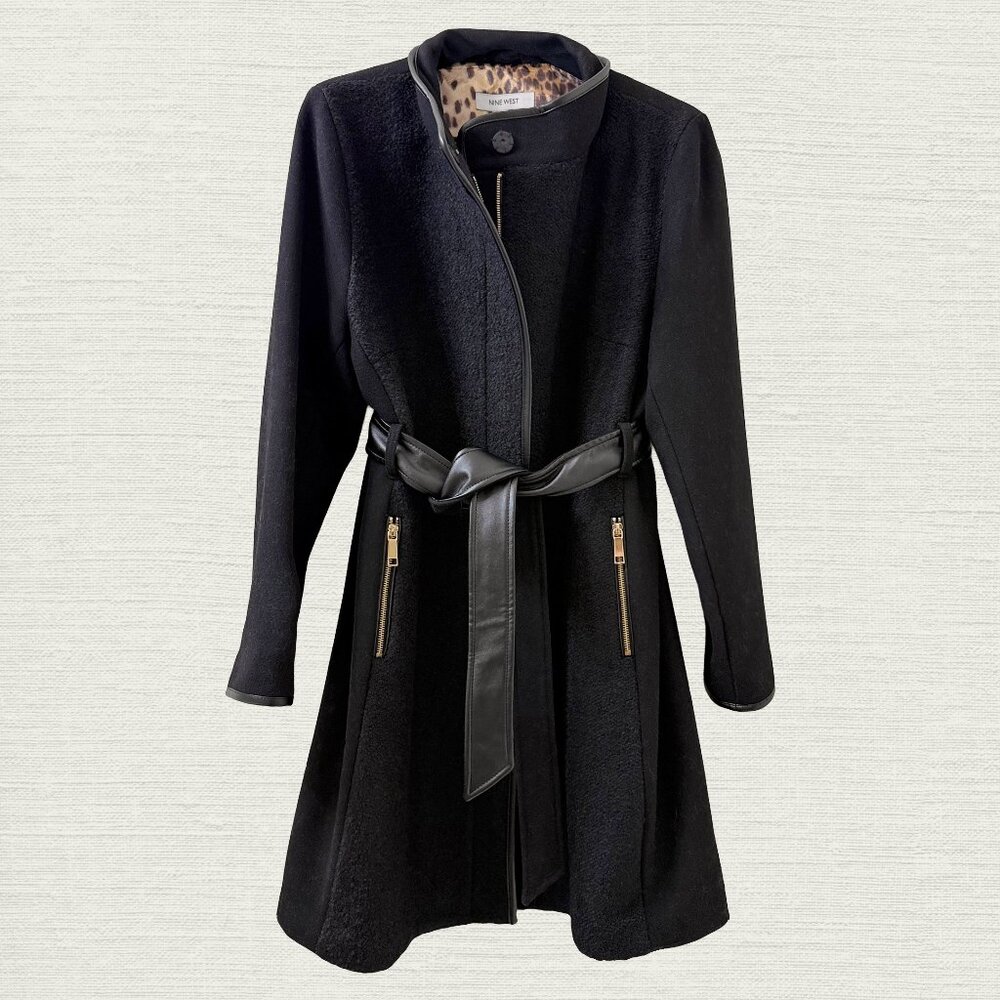 Nine West black wool blend coat